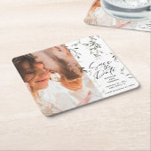 Schetst blad botanische bladeren moderne bruiloft kartonnen onderzetters (Schuin)