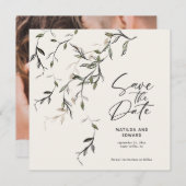 Schetst blad botanische bladeren moderne bruiloft save the date (Voorkant / Achterkant)