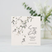 Schetst blad botanische bladeren moderne bruiloft save the date (Staand voorkant)