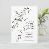 Schetst blad botanische bladeren moderne bruiloft save the date (Staand voorkant)