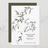 Schetst blad botanische bladeren moderne bruiloft save the date (Voorkant / Achterkant)