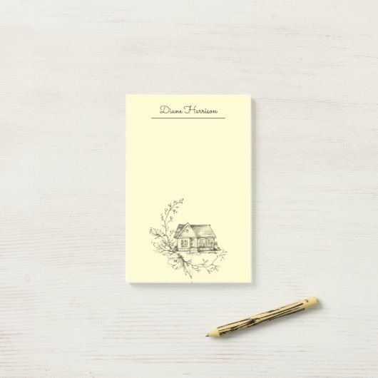 Schetst Cottage Post-it® Notes (Op bureau)