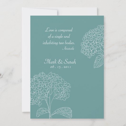 Schetst Hydrangeas Blue Invitation Kaart (Voorkant)