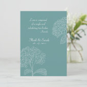 Schetst Hydrangeas Blue Invitation Kaart (Staand voorkant)