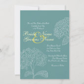 Schetst Hydrangeas Blue Invitation Kaart (Achterkant)
