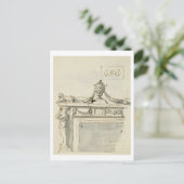 Schetst ontwerp voor een haard (pen en inkt en was briefkaart (Staand voorkant)