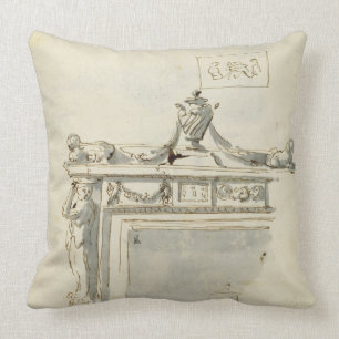 Schetst ontwerp voor een haard (pen en inkt en was kussen