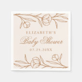 Schetste amandel- en koperbloemige Baby shower Servet (Voorkant)