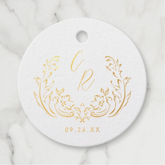 Schetste  Bloei Huwelijk Monogram Bedankjes Labels (Voorkant)