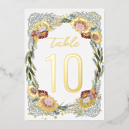 Schetste Bloemen Boho Gouden Folie Tafelnummers