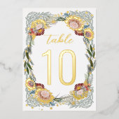 Schetste Bloemen Boho Gouden Folie Tafelnummers (Voorkant)