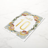 Schetste Bloemen Boho Gouden Folie Tafelnummers (Gedraaid)