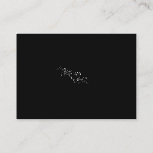 Schetste Bloemen QR Code Wit op Black Wedding Informatiekaartje (Achterkant)