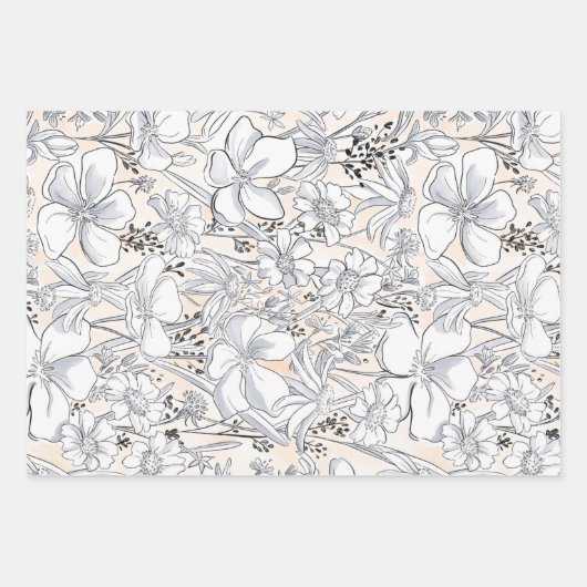 Schetste Bloemenweide Blush Waterverf Inpakpapier Vel (Voorkant 3)