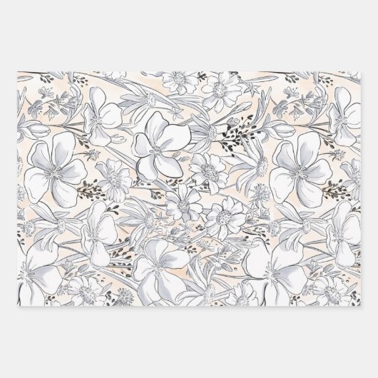 Schetste Bloemenweide Blush Waterverf Inpakpapier Vel (Voorkant 2)