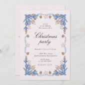 Schetste  Blue Golden Christmas Party Kaart (Voorkant / Achterkant)