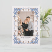 Schetste  Blue Golden foto Feestdagenkaart (Staand voorkant)