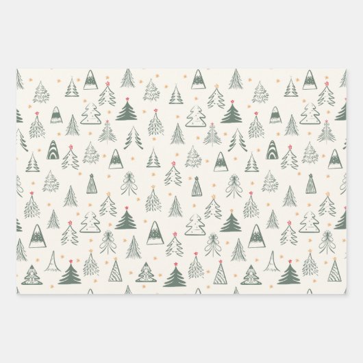 Schetste Boho Trees Holiday Wrapping Paper (Voorkant 2)
