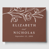 Schetste Bruine Bloemen Foto Huwelijk Gastenboek (Voorkant)