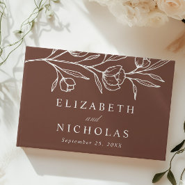 Schetste Bruine Bloemen Foto Huwelijk Gastenboek