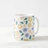 Schetste geel en blauw bloemen mok (Voorkant rechts)