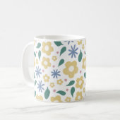 Schetste geel en blauw bloemen mok (Voorkant links)