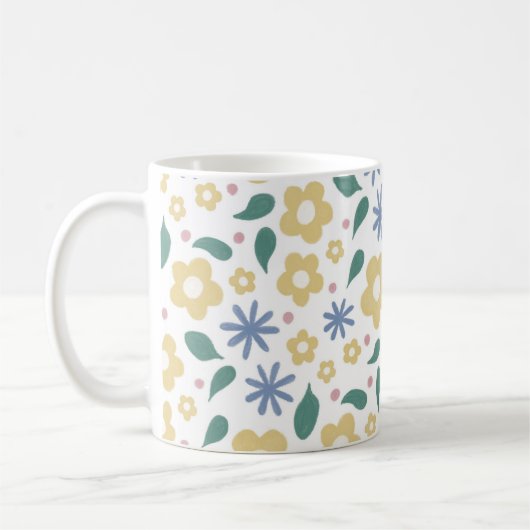 Schetste geel en blauw bloemen mok (Links)