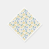 Schetste gele en blauwe bloemen cocktail servet (Hoek)