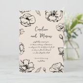 Schetste Hand Getrokken Bloemen Handgeschreven bru Kaart (Staand voorkant)