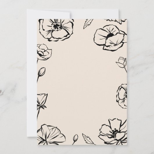 Schetste Hand Getrokken Bloemen Handgeschreven bru Kaart (Achterkant)