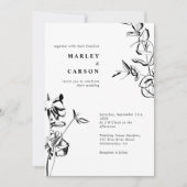 Schetste Hand Getrokken Bloemen Zwart Wit Huwelijk Kaart (Voorkant)