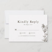 Schetste Hand getrokken Wildflower Wedding RSVP Kaartje (Voorkant)
