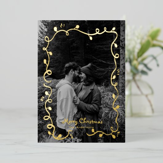 Schetste Kerstlicht Schattigee Foto Vakantie Kaart (Staand Voorkant)