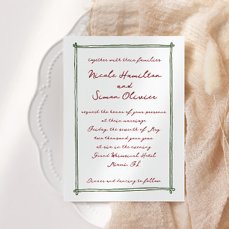 Schetste lijst grillige hand getekend bruiloft kaart