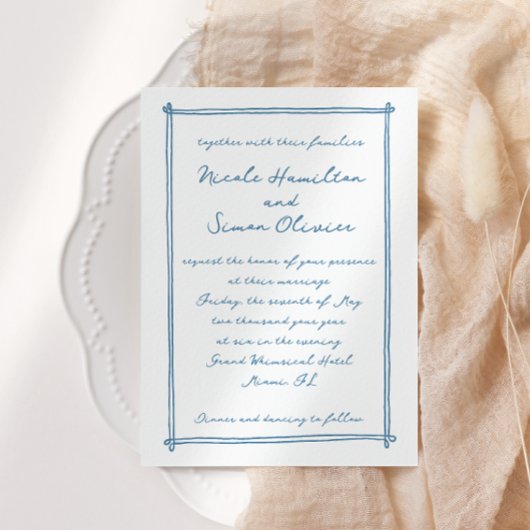 Schetste lijst grillige hand getekend bruiloft kaart