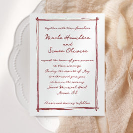 Schetste lijst grillige hand getekend bruiloft kaart