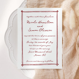 Schetste lijst grillige hand getekend bruiloft kaart