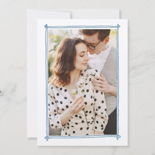 Schetste lijst grillige hand getekend foto bruilof kaart (Achterkant)