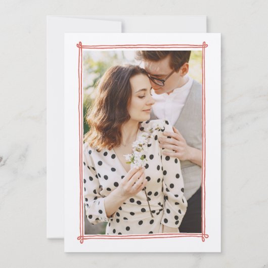 Schetste lijst grillige hand getekend foto bruilof kaart (Achterkant)