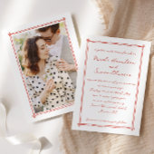 Schetste lijst grillige hand getekend foto bruilof kaart