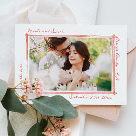 Schetste lijst grillige hand getekend foto bruilof save the date