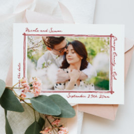 Schetste lijst grillige hand getekend foto bruilof save the date