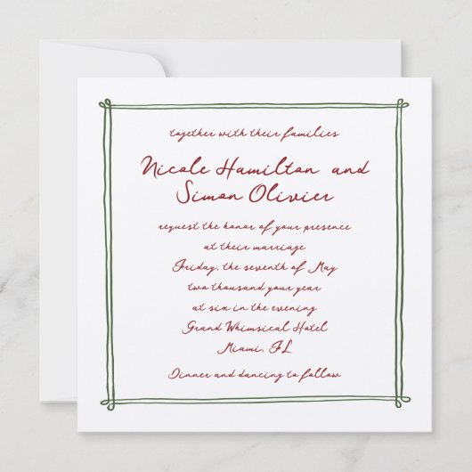 Schetste lijst Groen grillige Hand getrokken bruil Kaart (Voorkant)