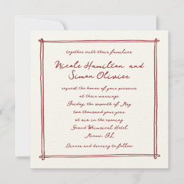 Schetste lijst rood grillige Hand getrokken bruilo Kaart