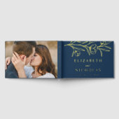 Schetste Marine en Gouden Folie Bloemen Fotobruilo Gastenboek (Volledig)