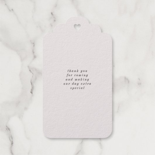 Schetste moderne bloemenbruiloft cadeaulabels (Achterkant)