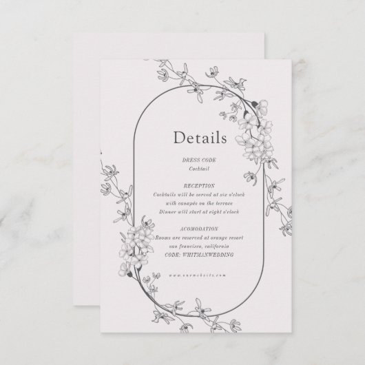 Schetste moderne bloemenbruiloft receptie Kaart (Voorkant / Achterkant)