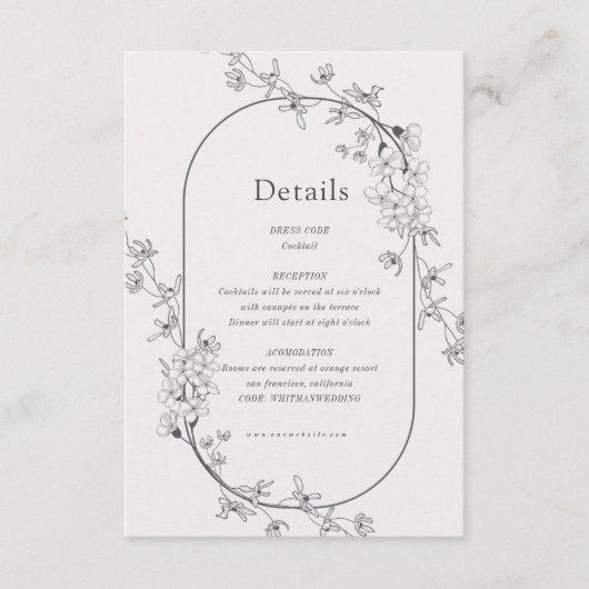 Schetste moderne bloemenbruiloft receptie Kaart (Voorkant)