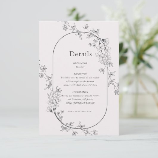 Schetste moderne bloemenbruiloft receptie Kaart (Staand voorkant)