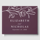 Schetste Paarse Bloemen Fotobruiloft Gastenboek (Voorkant)